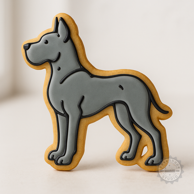 Decorated example 1 of Great Dane Cookie Cutter & Stamp Set, 6-Piece, S/M/L Sizes, Perfect for Cookies & Fondant