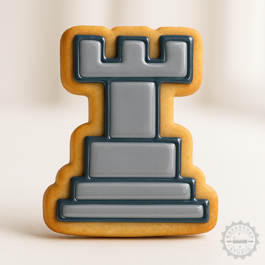 Decorated example 1 of Chess Shape Cutter & Stamp Set, Perfect for Cookies & Fondant, 3 Sizes, 6 Pieces