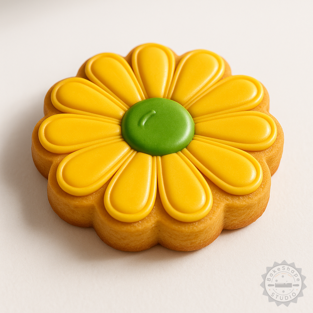 Decorated example 1 of Busy Daisy Cookie Cutter & Stamp Set, 6-Piece, Flower Design, 3 Sizes S/M/L
