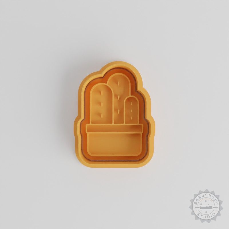 Triple Cactus Shape Cutter & Stamp Set, Perfect for Cookies & Fondant, 6 Pieces, S/M/L Sizes