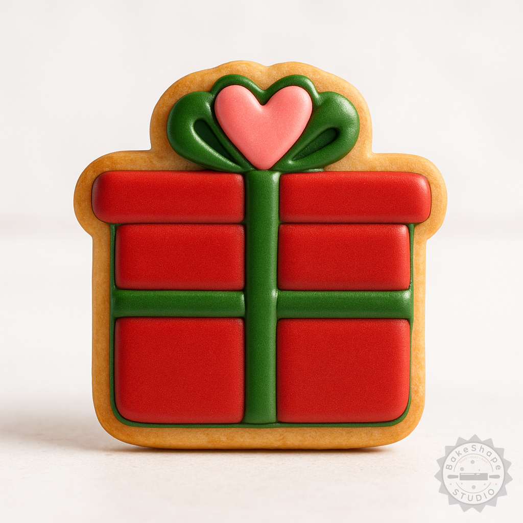 Decorated example 1 of Gift Box with Shape Cutter and Stamp for Cookies and Fondant, 6-Piece Set, Perfect Party or Holiday Present