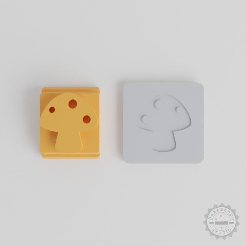 Spotty Shroom Stamp Tile Set, 5 Piece Motif Sizes for Clay, Cookies, Fondant