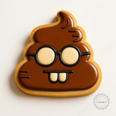 Decorated example 1 of Poop Emoji Shape Cutter & Stamp Set, 6 Piece Cookie Fondant Tool, S/M/L Sizes