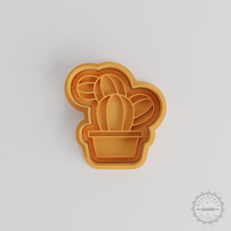 Bunny Ear Cactus Cookie Cutter Set, Fondant Stamp, S/M/L Sizes, 6-Piece Baking Cactus Shape Tool
