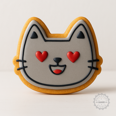 Decorated example 1 of Love Cookie Fondant Cutter & Stamp Set, 6-Piece, Heart Shape Sizes S/M/L