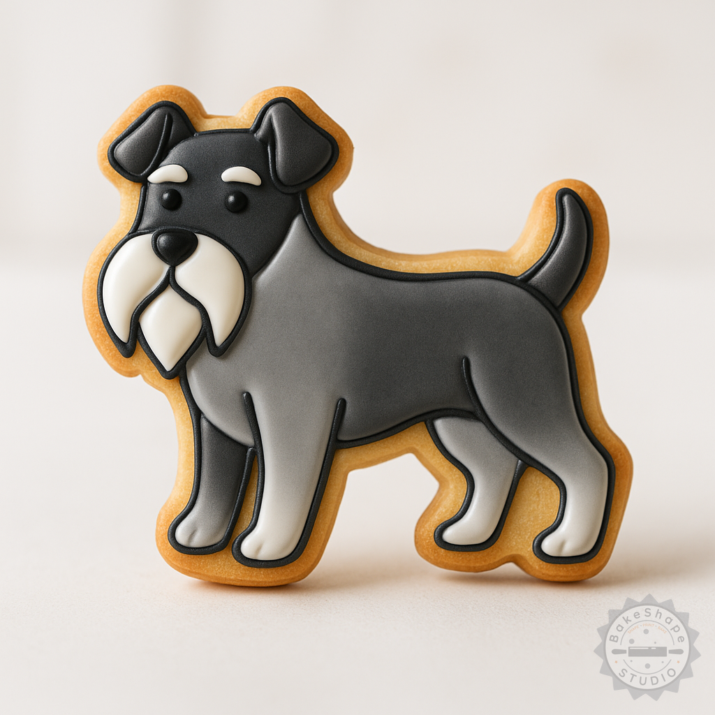 Decorated example 1 of Miniature Schnauzer Cookie Cutter Set, 6-Piece S/M/L, Perfect for Cookies & Fondant