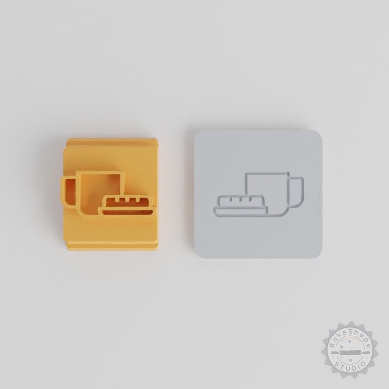 Breakfast Stamp Tile Set for Clay, Cookies & Fondant - 5 Sizes, Food & Coffee Motifs
