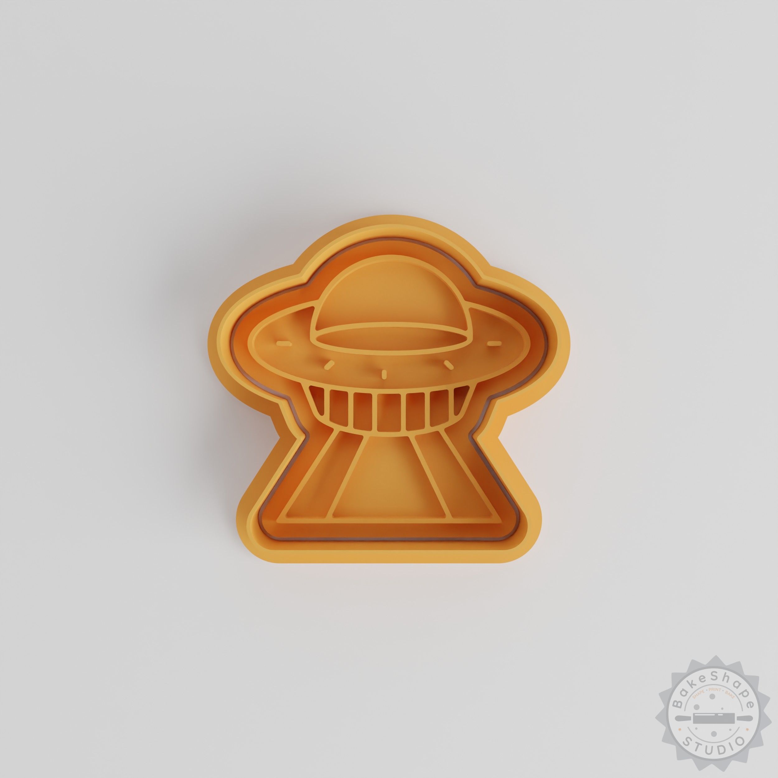 UFO Alien Saucer Cookie Cutter and Stamp Set, Spacecraft Design, 6 pcs, Sizes S/M/L, Perfect for Cookies and Fondant