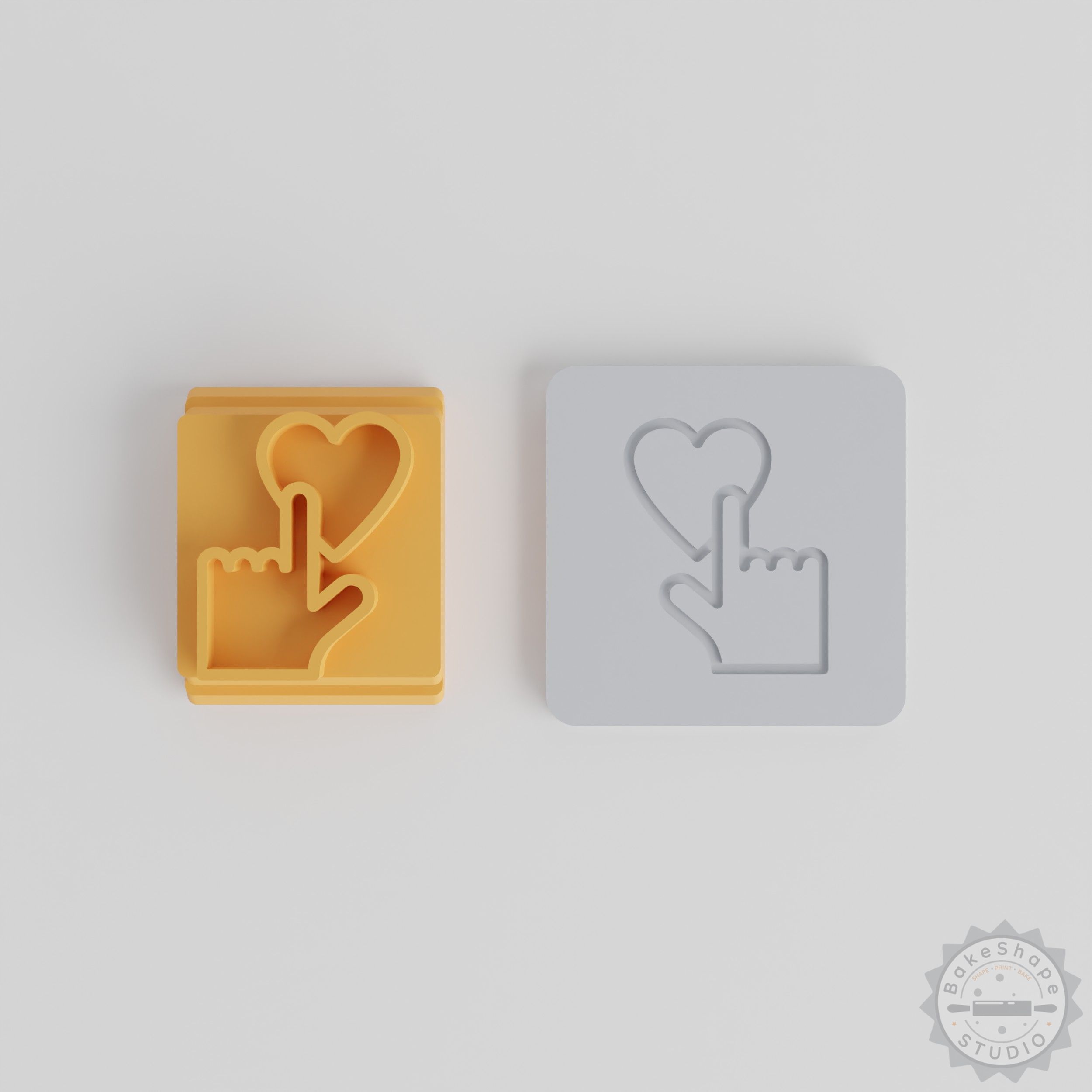 Feelings Stamp Tile Set, 5 Motif Sizes for Clay, Cookies & Fondant, Valentine's Romantic Hand Gesture
