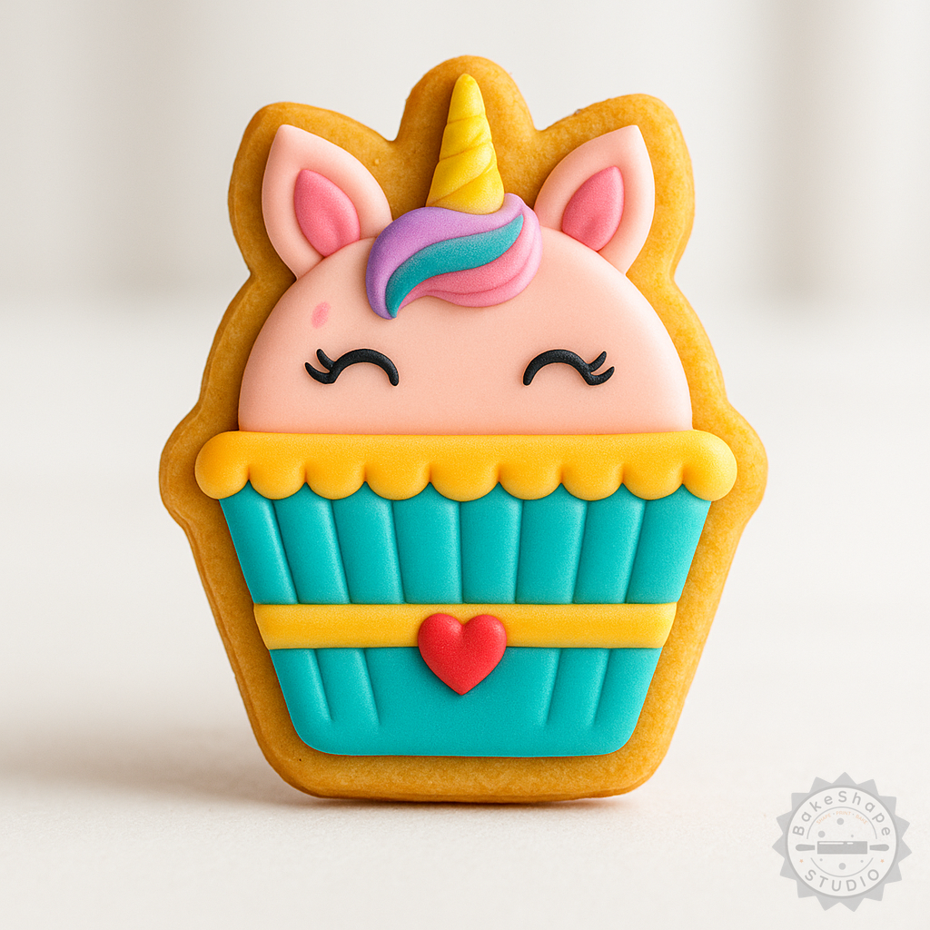 Decorated example 1 of Cupcake Shape Cutter & Stamp Set, Perfect for Cookies & Fondant, 3 Sizes, 6 Pieces
