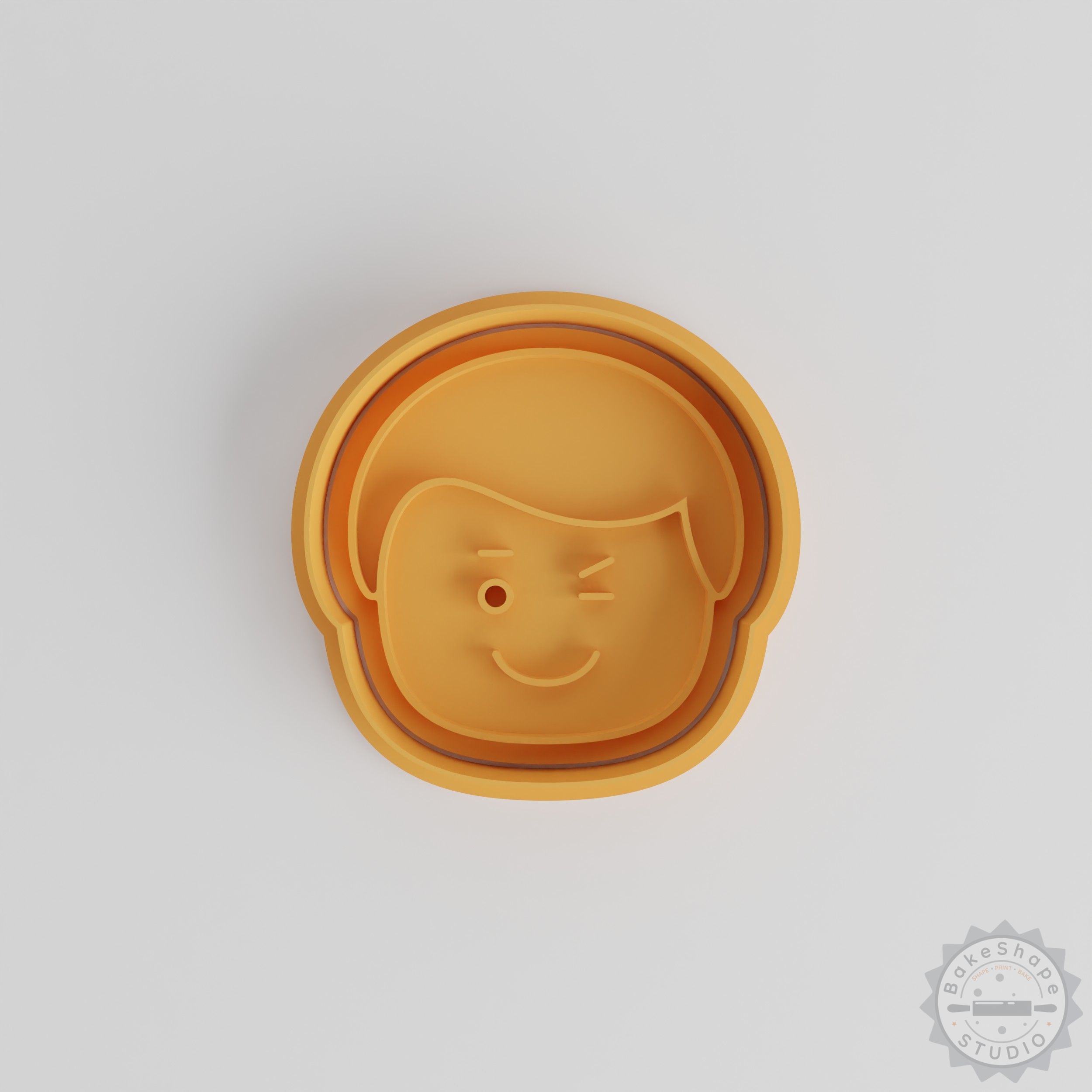 Man Emoji Cookie Cutter & Stamp Set, 6-Piece, Happy & Winking Faces, S/M/L Sizes for Cookies & Fondant