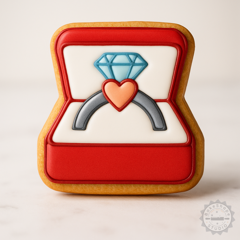 Decorated example 1 of Diamond Ring Cookie Cutter Set, Perfect for Fondant, S/M/L Shape Stamp, 6 Pieces