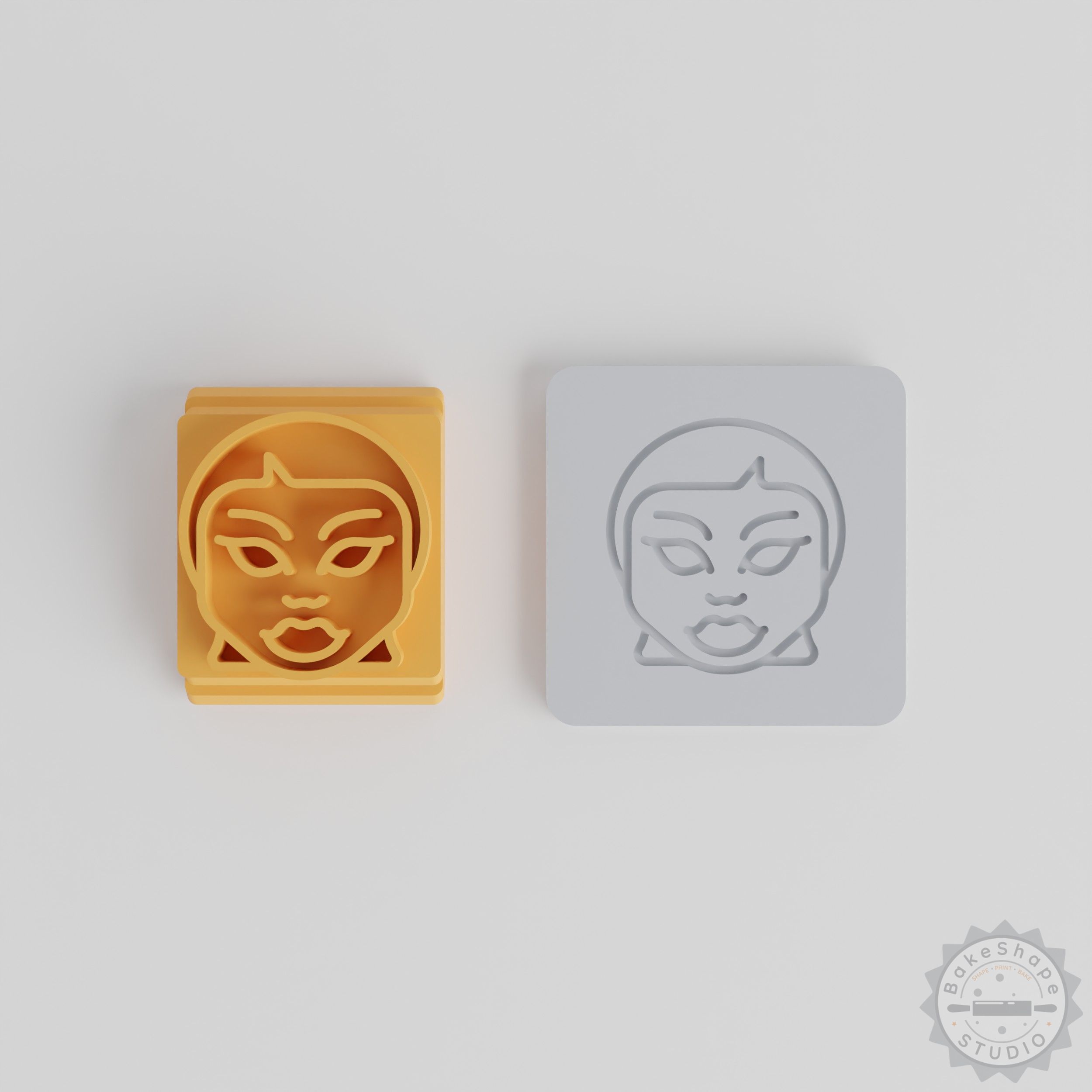 Evil Girl Stamp Tile Set, 5 Sizes (20-40mm) for Clay, Cookies, Fondant, Halloween Horror Emoji Theme