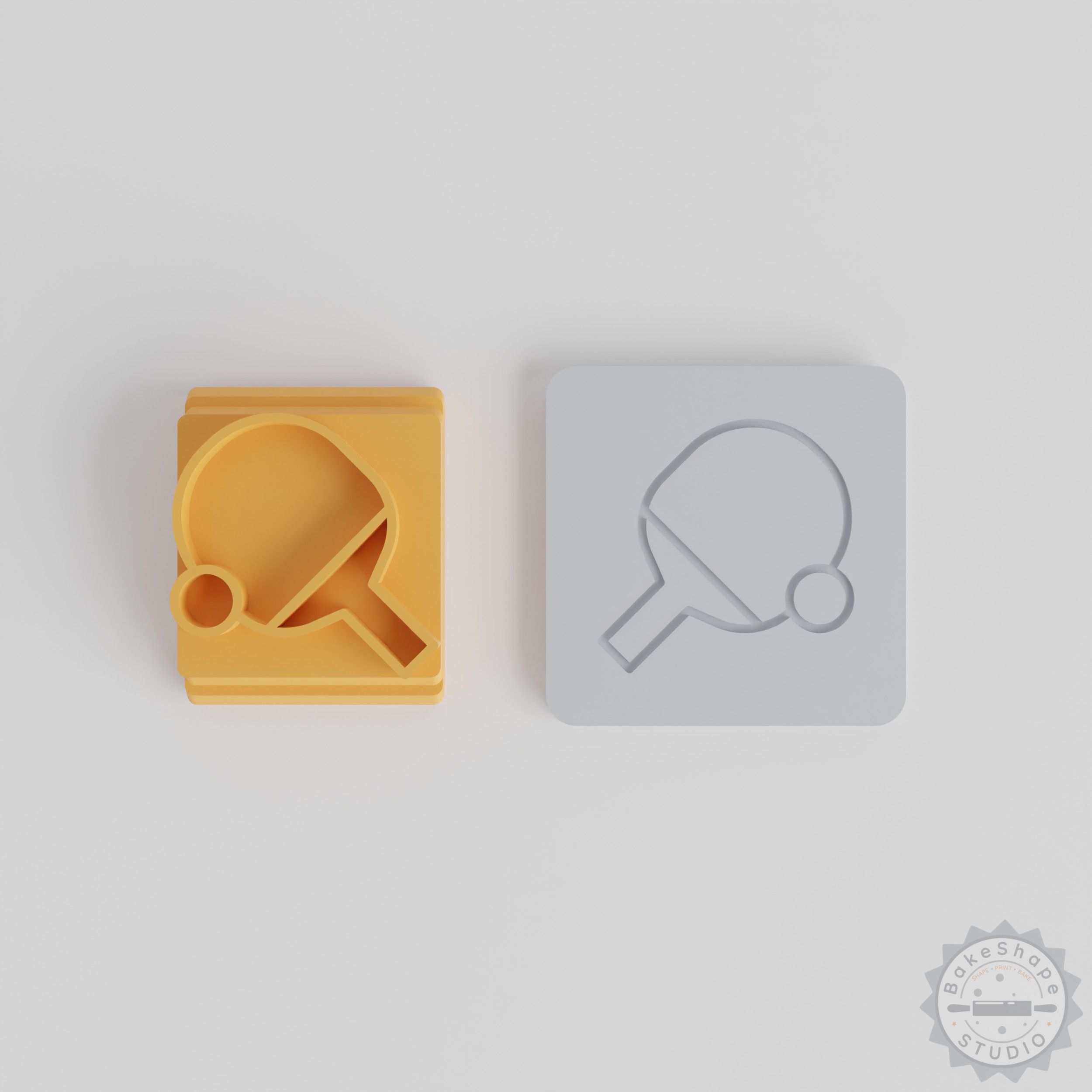 Table Tennis Stamp Tile Set, 5 Motif Sizes for Clay, Cookies, Fondant, Includes Racket and Ball