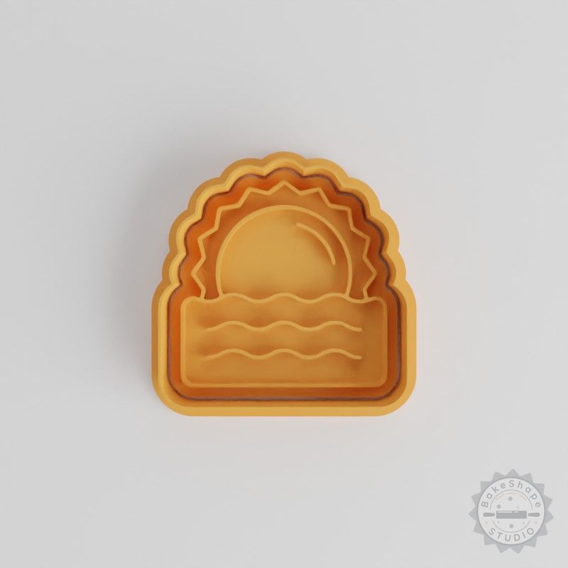 Sunrise Ocean Cookie Cutter & Stamp Set, Perfect for Fondant, 3 Sizes, 6 Pieces