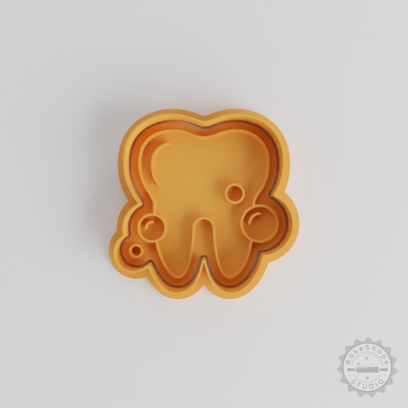 Tooth Cookie Cutter and Stamp Set, 3 Sizes, Dental Hygiene Baking Tool for Cookies and Fondant