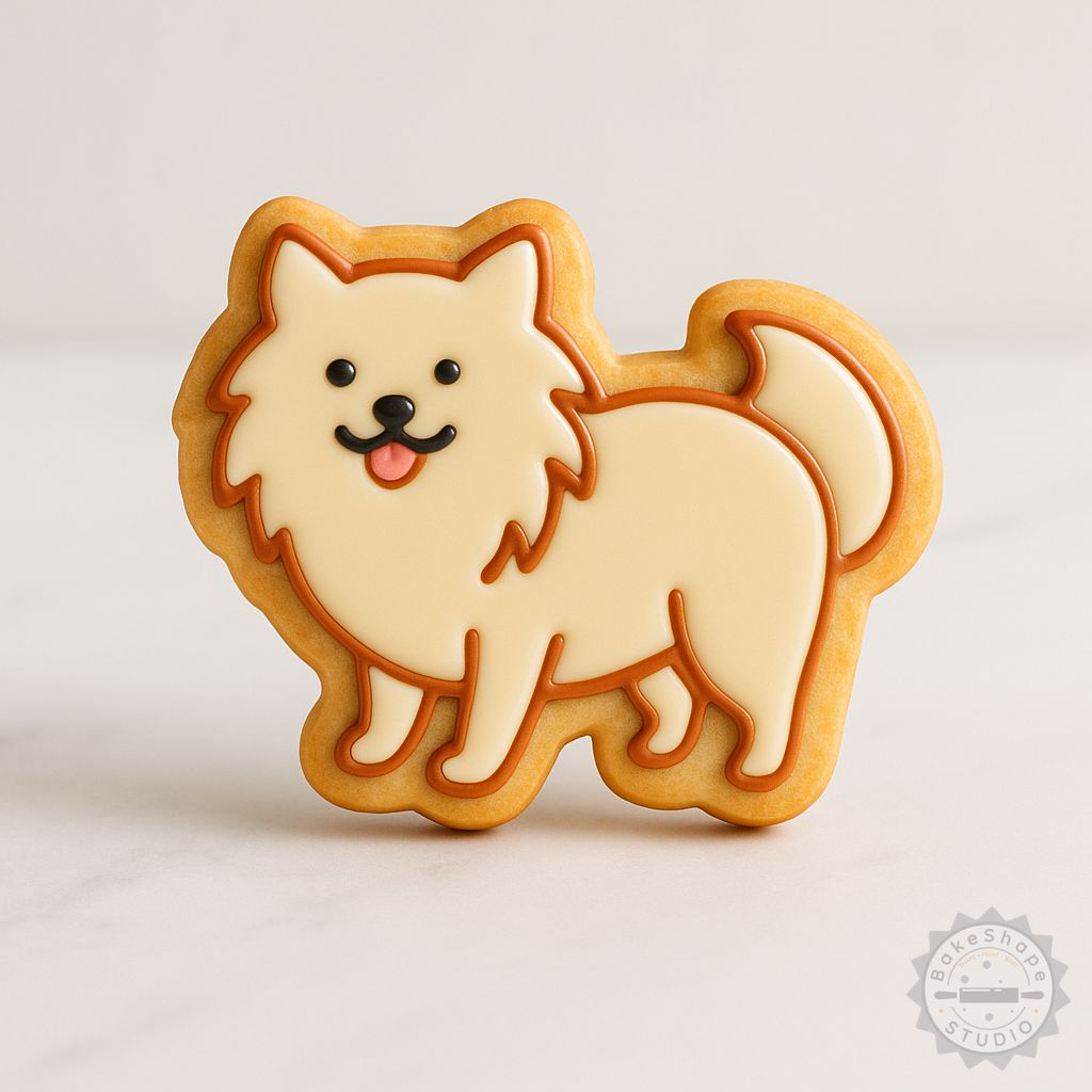 Pomeranian cookie cutter and stamp set STL for 3D printing in three sizes
