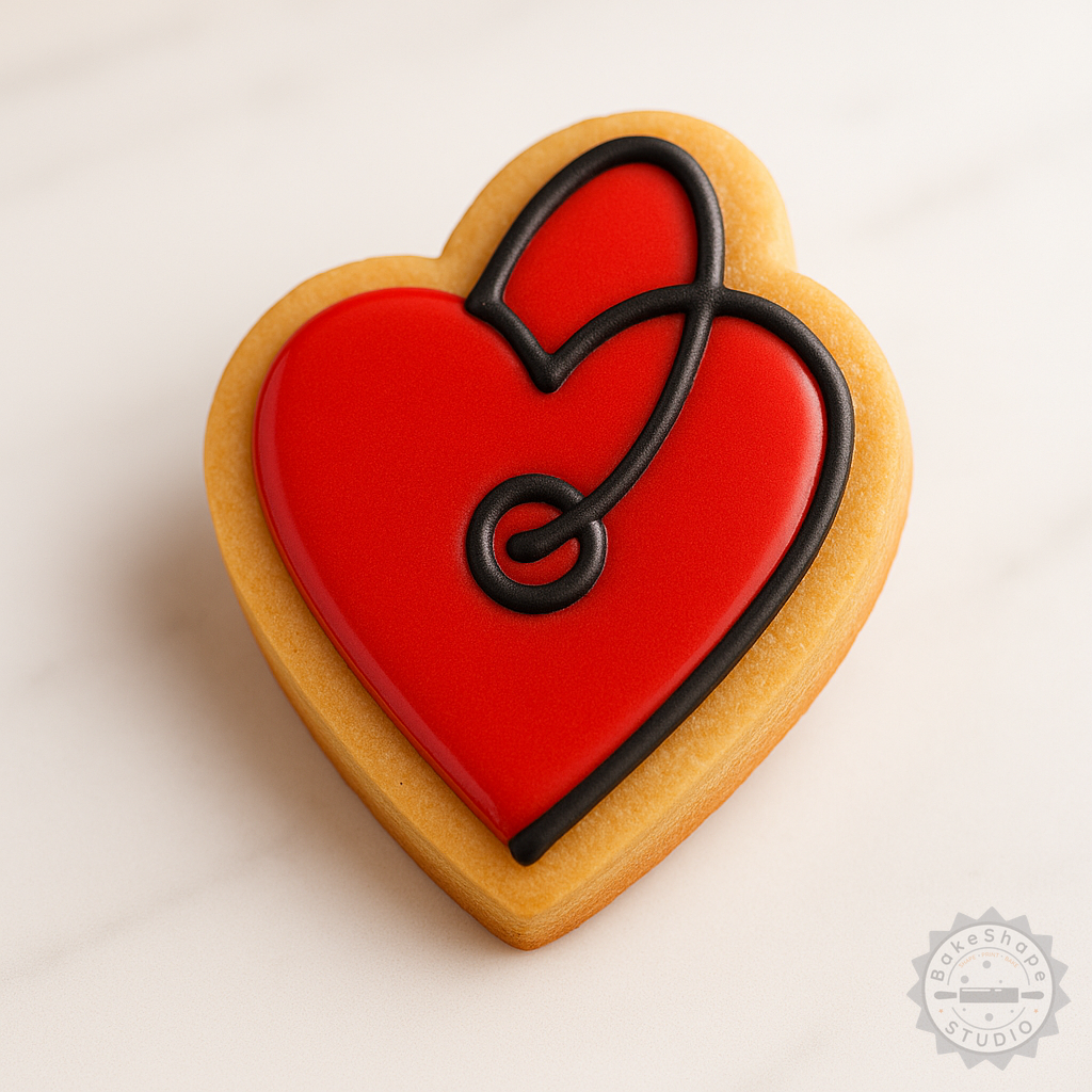 Decorated example 1 of Heart Keychain Cookie Cutter and Stamp Set, Perfect for Fondant, S/M/L Sizes, 6-Piece Valentine's Love Token