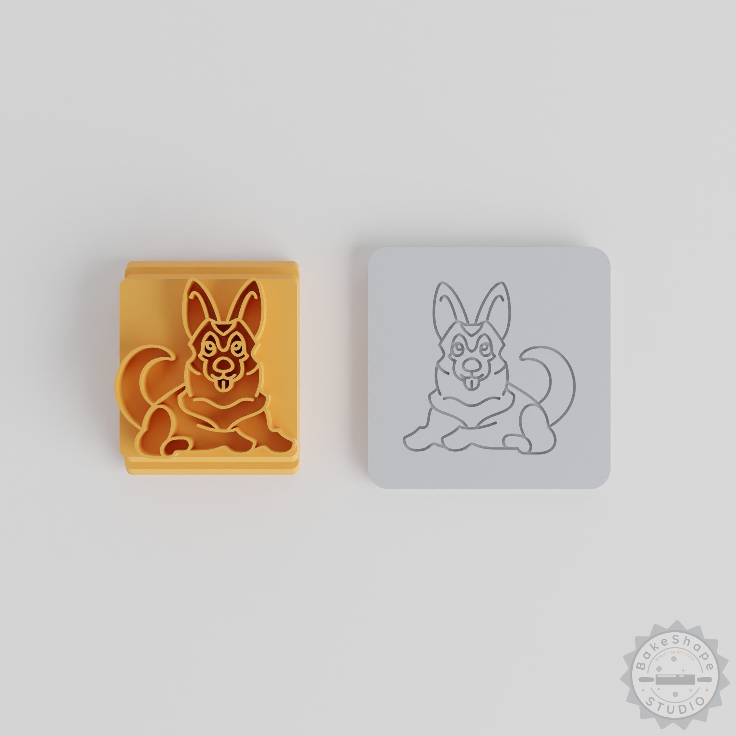 German Shepherd Stamp Tile Set, 5 Sizes for Clay, Cookie, Fondant Crafting, Pet Dog Design