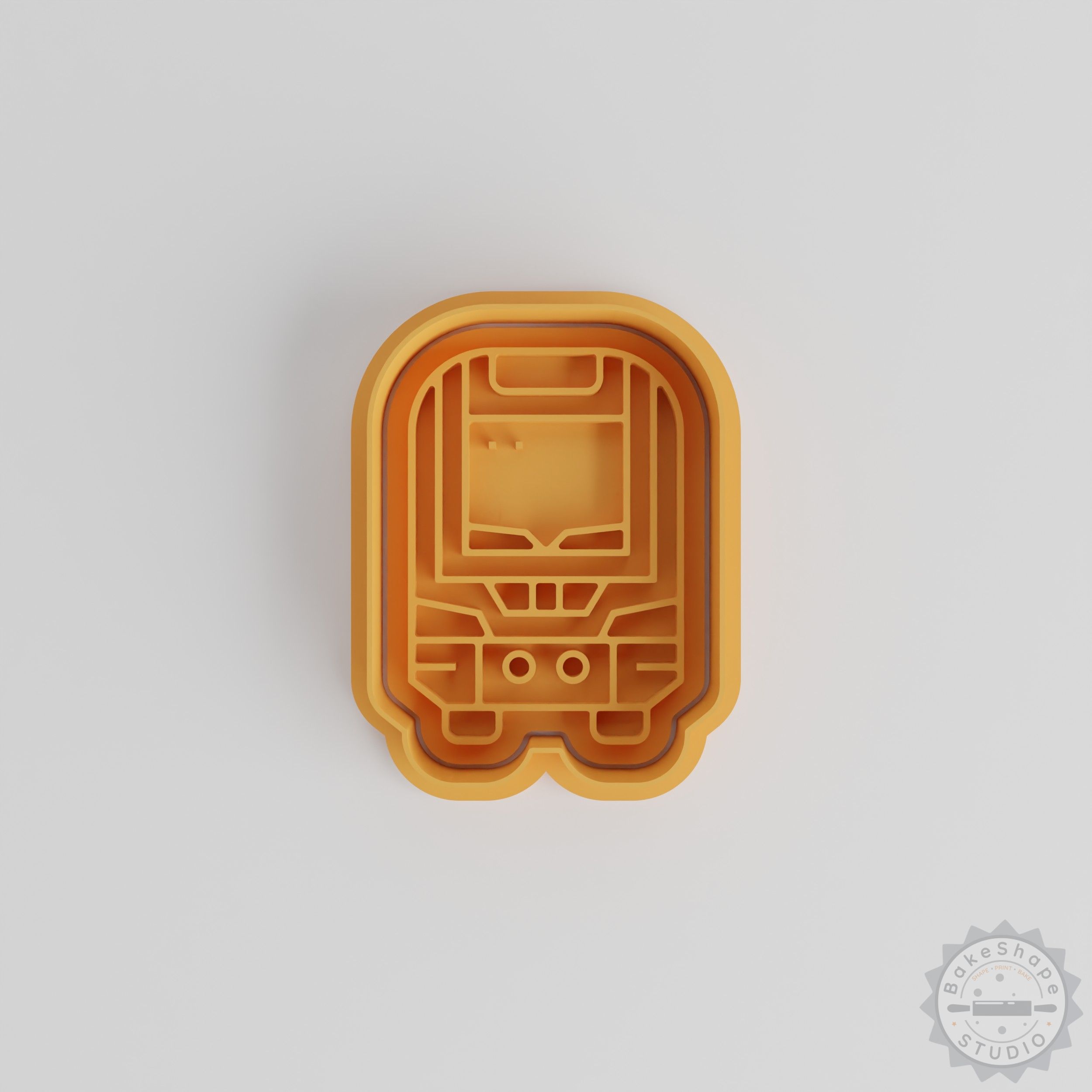 Train shape cookie cutter and stamp set STL for 3D printing railway-themed cookies and fondant