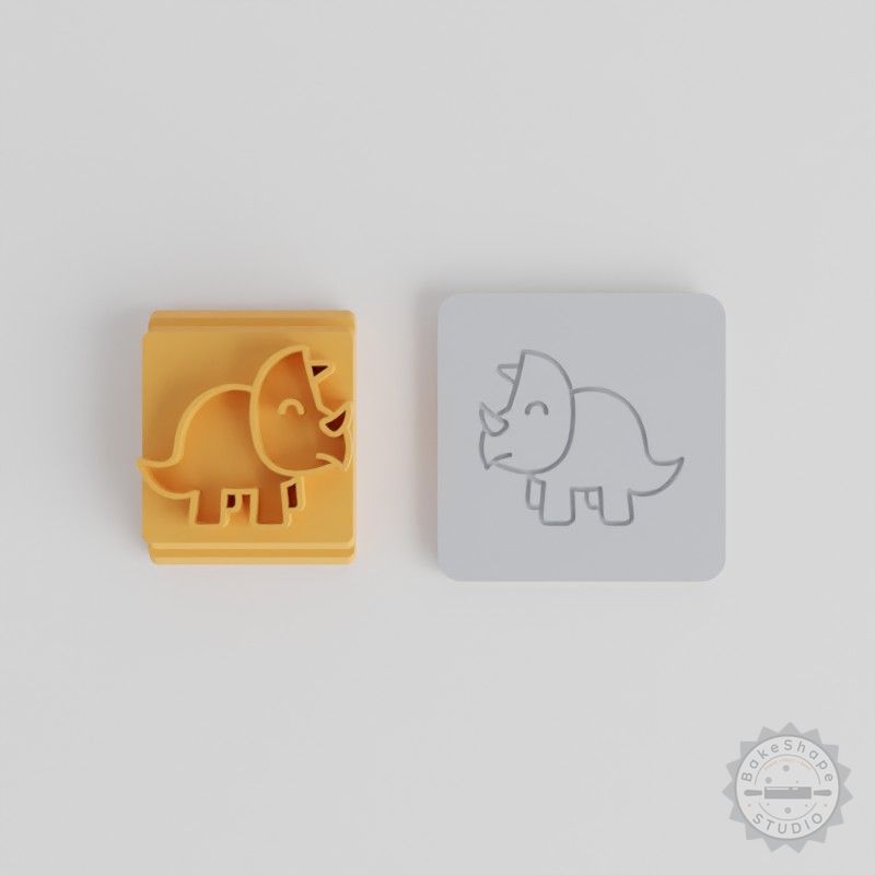 Styracosaurus Stamp Tile Set, 5 Size Options for Clay and Baking, Prehistoric Dinosaur Design