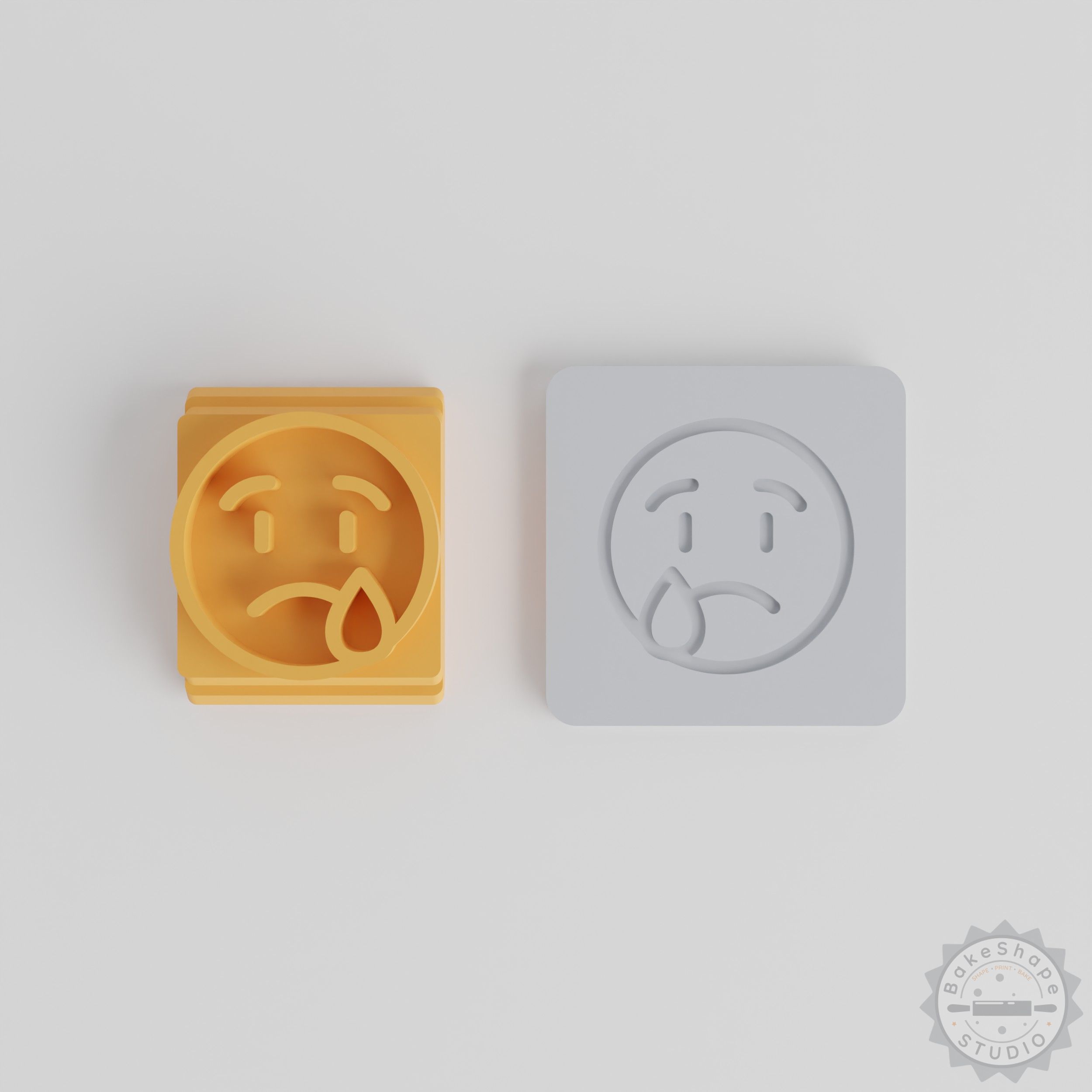 Tearful Emoji Stamp Tile Set, 5 Sizes for Clay and Cookie Decorating
