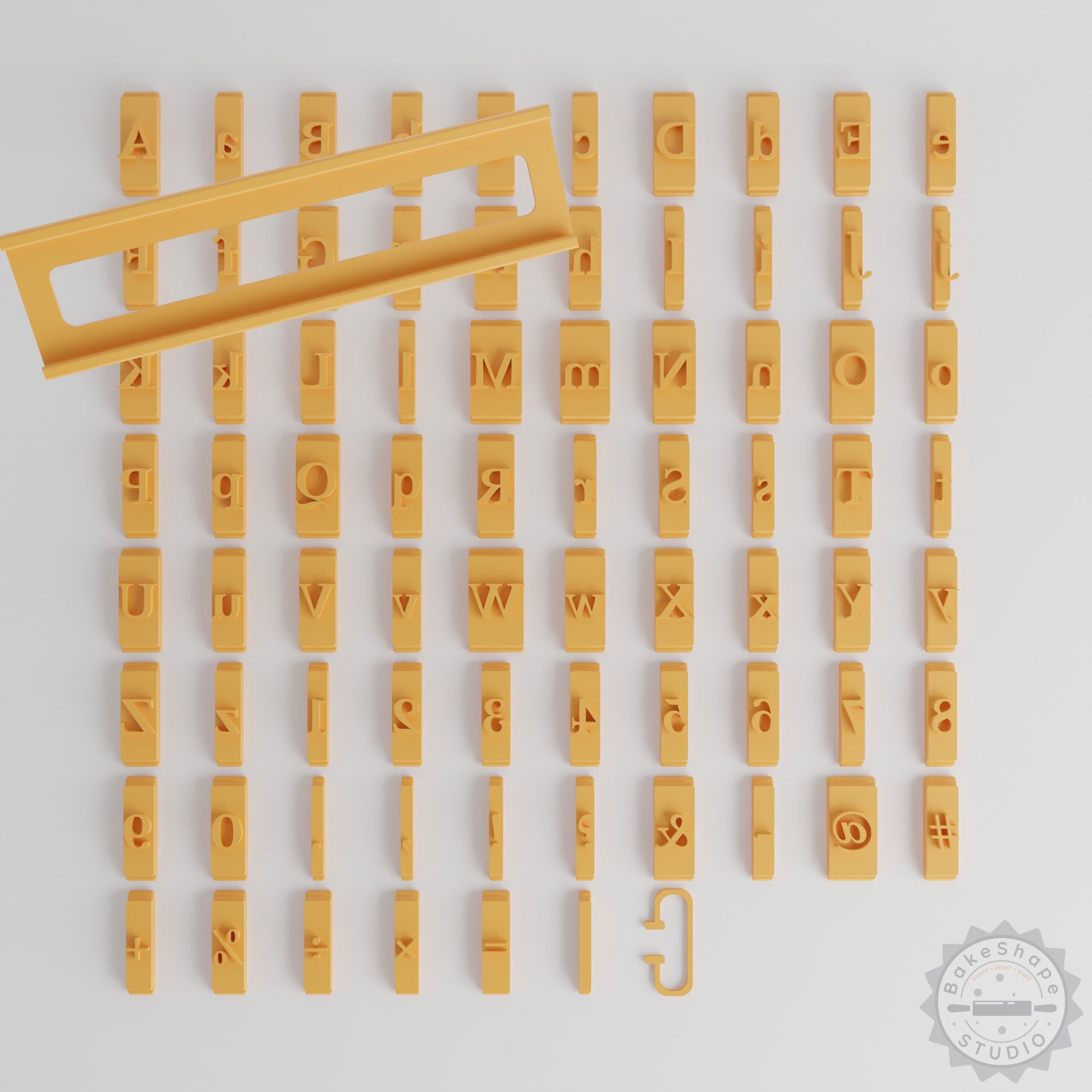 Font Tile Set, 80-Piece, Libre Baskerville Bold, 1/2" Size, Perfect for Clay, Cookies, Fondant