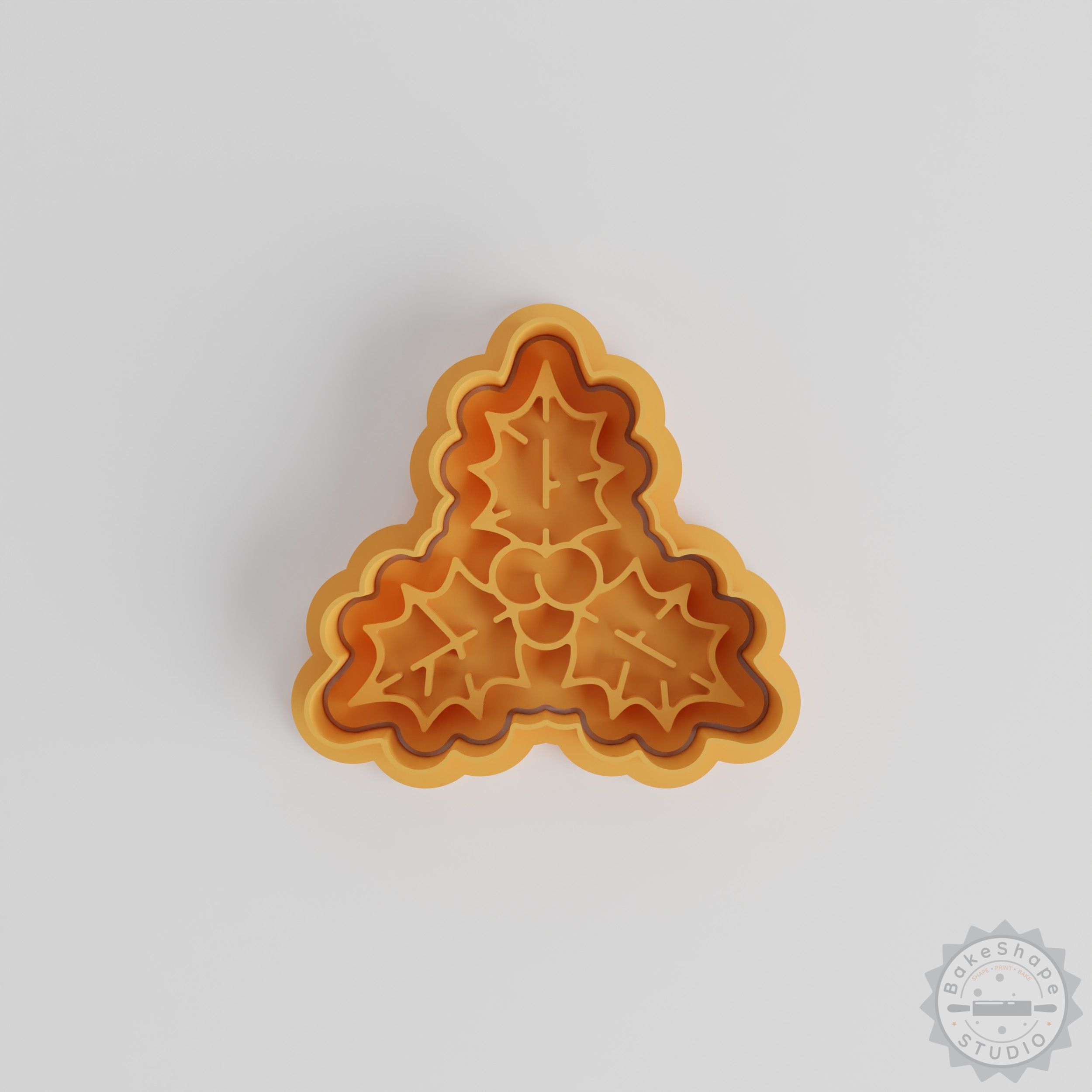 Holly Shape Cutter & Stamp Set, Christmas Leaf, Festive Decoration, Cookie & Fondant Tools, 6 Pieces