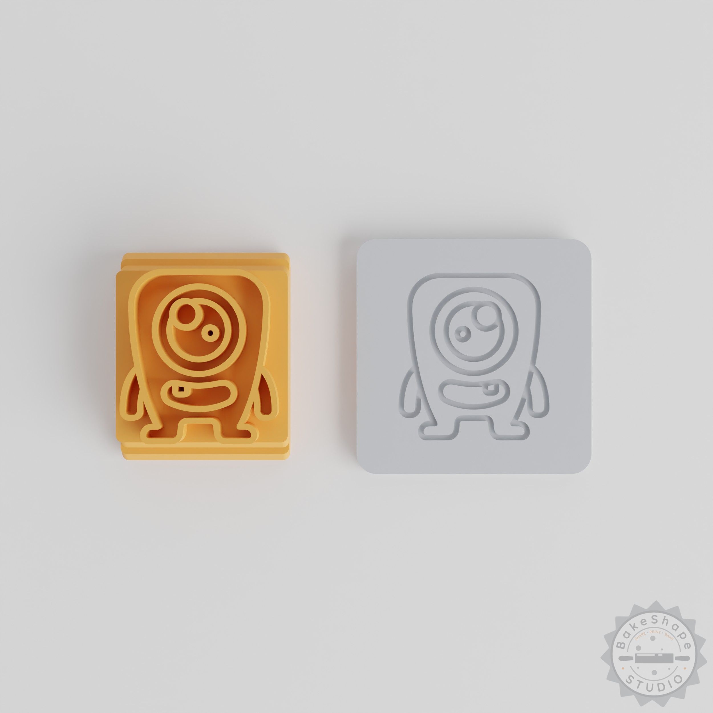 Square Eye Monster Stamp Set, 5 Piece Tile for Clay and Cookie Decorating