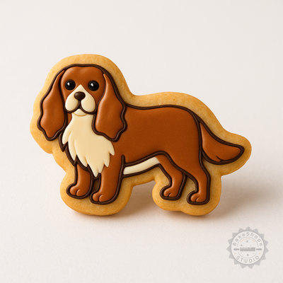Decorated example 1 of Cavalier King Cookie Cutter Set, Shape Stamp for Cookies and Fondant, S/M/L Sizes, 6 Piece Baking Tool