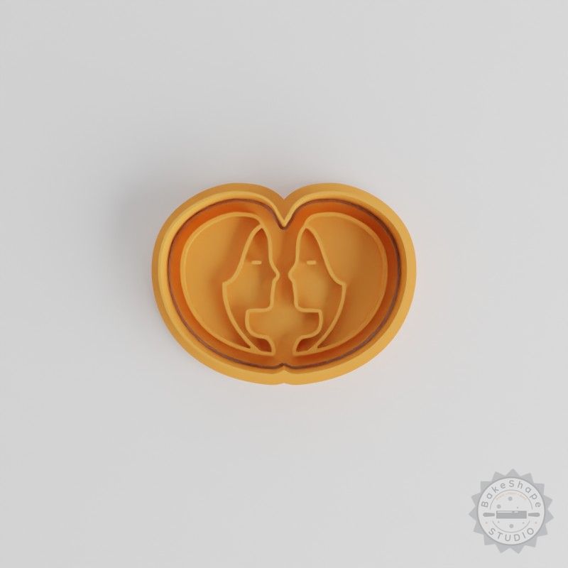 Gemini Cookie and Fondant Shape Cutter and Stamp Set, 6 Pieces, Zodiac Twin Stars Design, S/M/L Sizes
