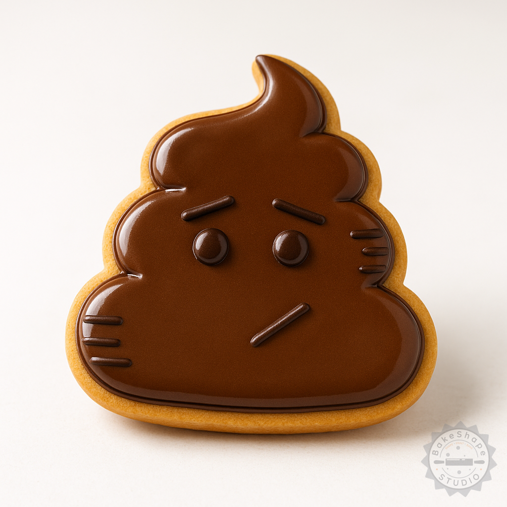 Decorated example 1 of Poop Emoji Shape Cutter and Stamp Set, 3 Sizes (S/M/L), 6 Pieces for Cookies & Fondant