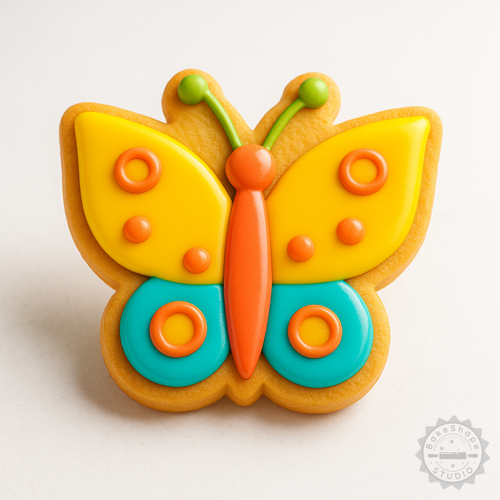 Decorated example 1 of Butterfly Shape Cutter and Stamp Set, 6-Piece Cookie and Fondant Set for S/M/L Designs
