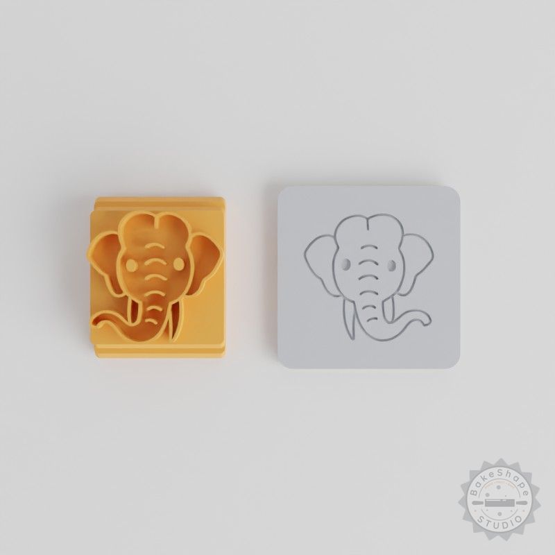 Elephant Stamp Tile Set, 5 Sizes, Perfect for Clay, Cookies, Fondant, Safari Animal Design