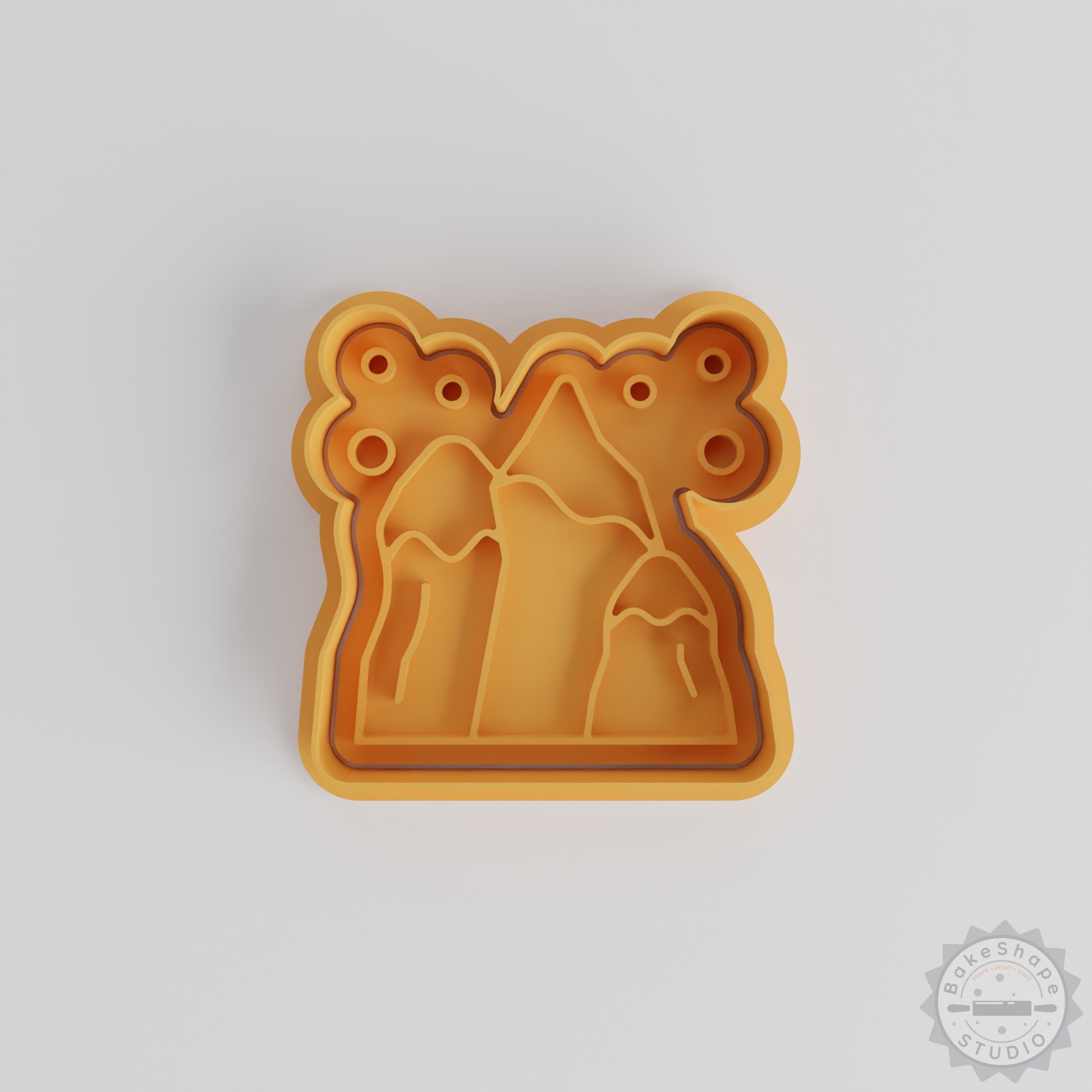 Mountain Shape Cookie Cutter and Stamp Set, Nature-Themed, 6-Piece, S/M/L Sizes