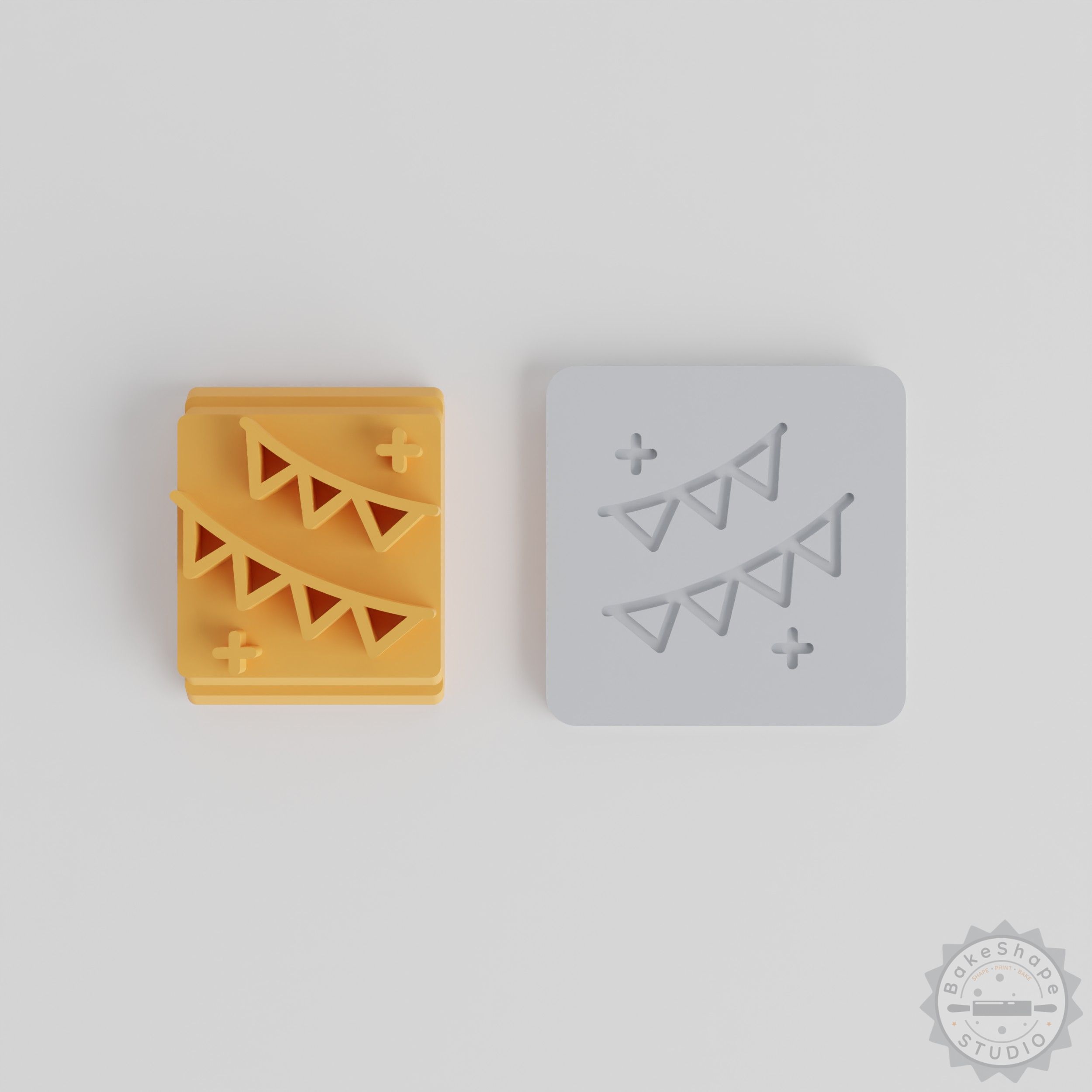 Pennant Stamp Set, 5 Piece Motif Tile, Party Decoration, Festival Banner, Multi-Size Clay & Cookie Ornament