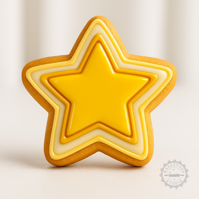 Decorated example 1 of Star Shape Cutter and Stamp Set, 6 Pieces, Perfect for Cookies and Fondant in Sizes S, M, L