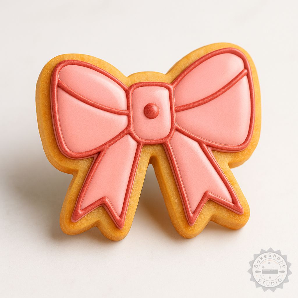 Bow shape cutter and stamp set for cookie and fondant decoration STL for 3D printing