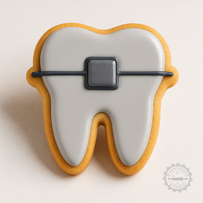 Decorated example 1 of Braces Dental Care Set, Includes Shape Cutter & Stamp, Perfect for Cookies & Fondant, 3 Sizes S/M/L