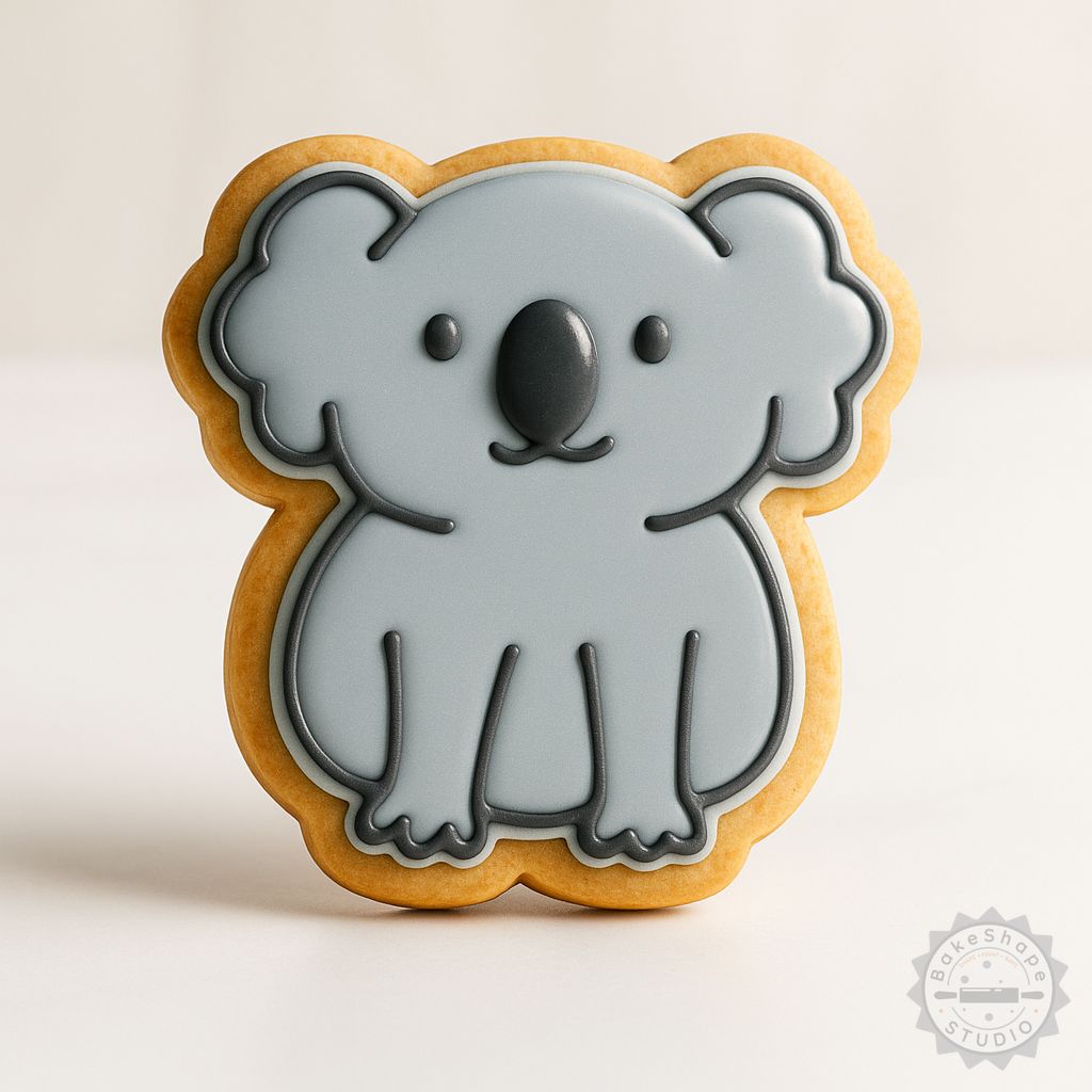 Koala cookie cutter and stamp set STL for 3D printing, featuring small, medium, and large sizes for baking and fondant decoration