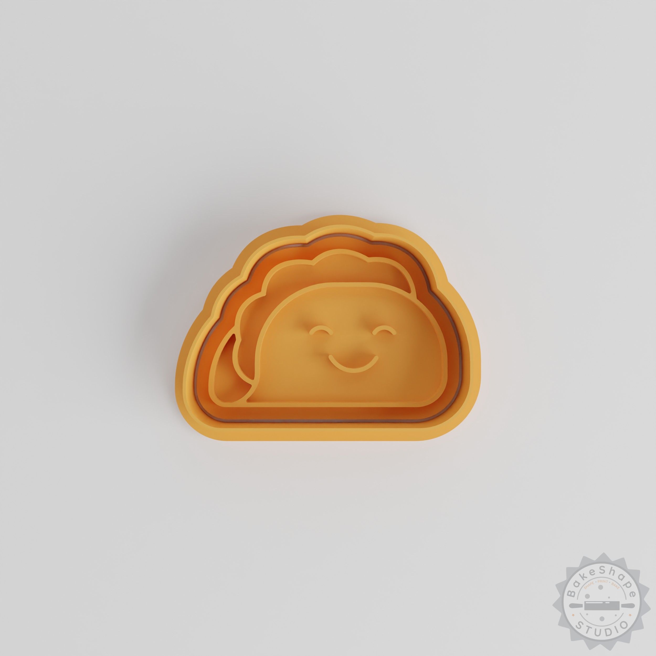 Taco Cookie Cutter Stamp Set, 6 Pieces, Fun Food Design, Kawaii Happy Smiling Taco Shapes