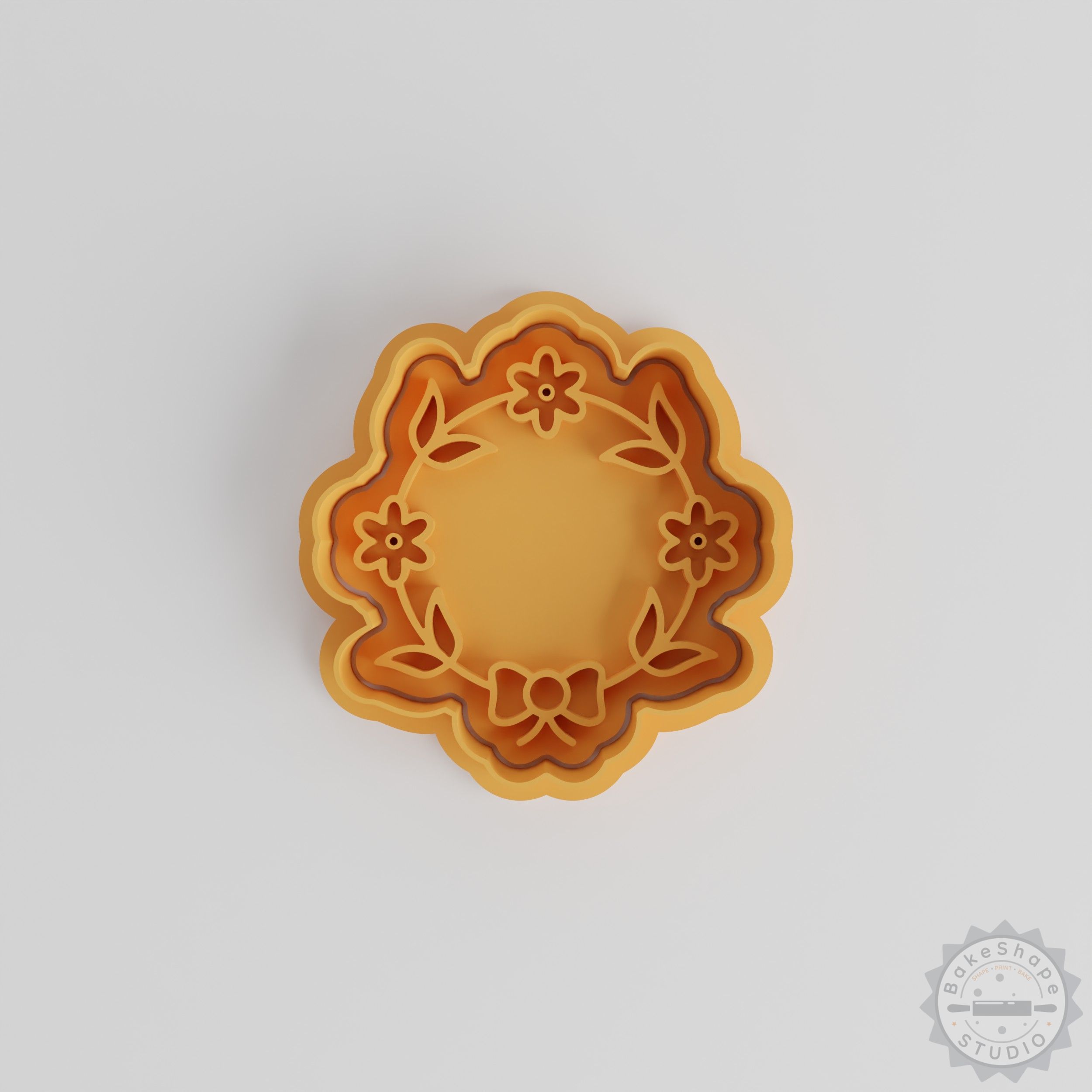 Wreath Shape Cutter and Stamp Set, Perfect for Cookies and Fondant, 6-Piece Decor Set in 3 Sizes
