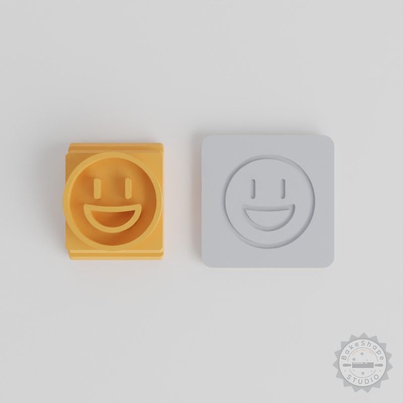 Grinning Stamp Tile Set, 5 Sizes, Perfect for Clay, Cookies, Fondant, Happy Face Emoji Design