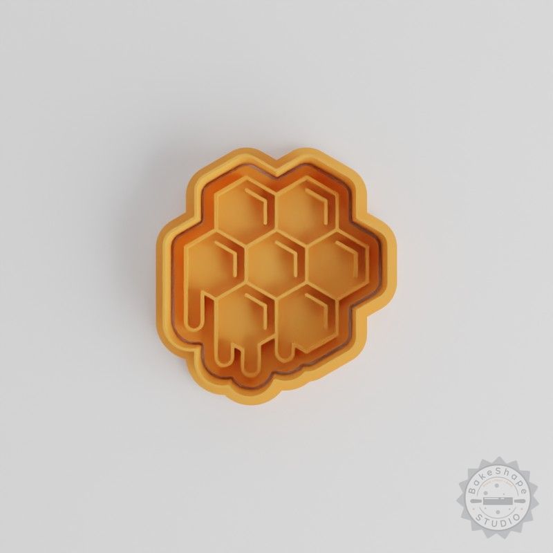 Honey-Themed Cookie Cutter & Stamp Set, 6-Piece, Organic Honey, S/M/L Sizes, Perfect for Cookies & Fondant
