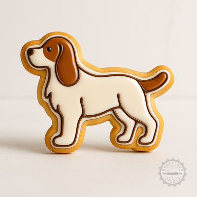 Decorated example 1 of English Springer Cookie Cutter & Stamp Set, 6-Piece Pet Dog Shape Tools, S/M/L Size