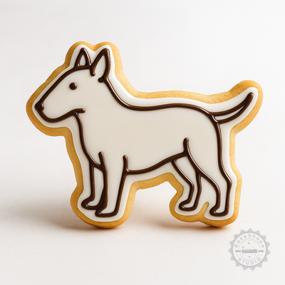 Decorated example 1 of Bull Terrier Cookie Cutter and Stamp Set, 6-Piece Collection for Cookies and Fondant, Dog Breed Design