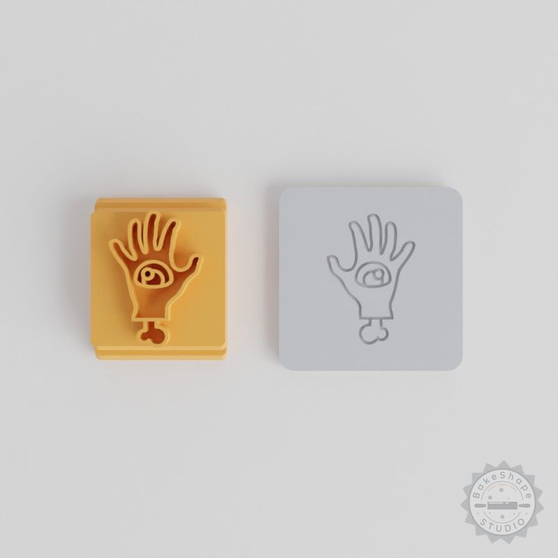 Zombie Hand Stamp Tile Set, Clay Cookie Fondant Craft Tools, Horror Grip Designs, 5 Sizes