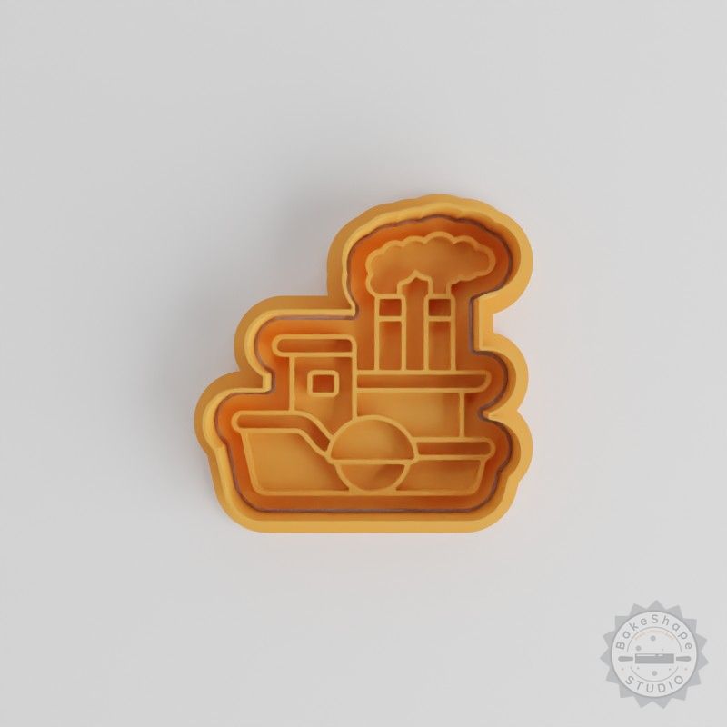 Steamboat Cookie Cutter Set, 6-Piece Fondant Stamp Collection, S/M/L Sizes, Nautical Steamer Designs