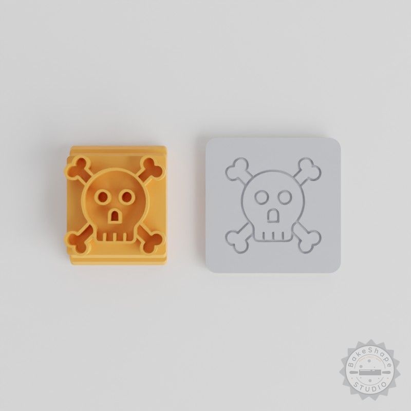 Skull and Crossbones Stamp Tile Set, 5 Sizes for Clay, Cookies, Fondant, Pirate Symbol Tool