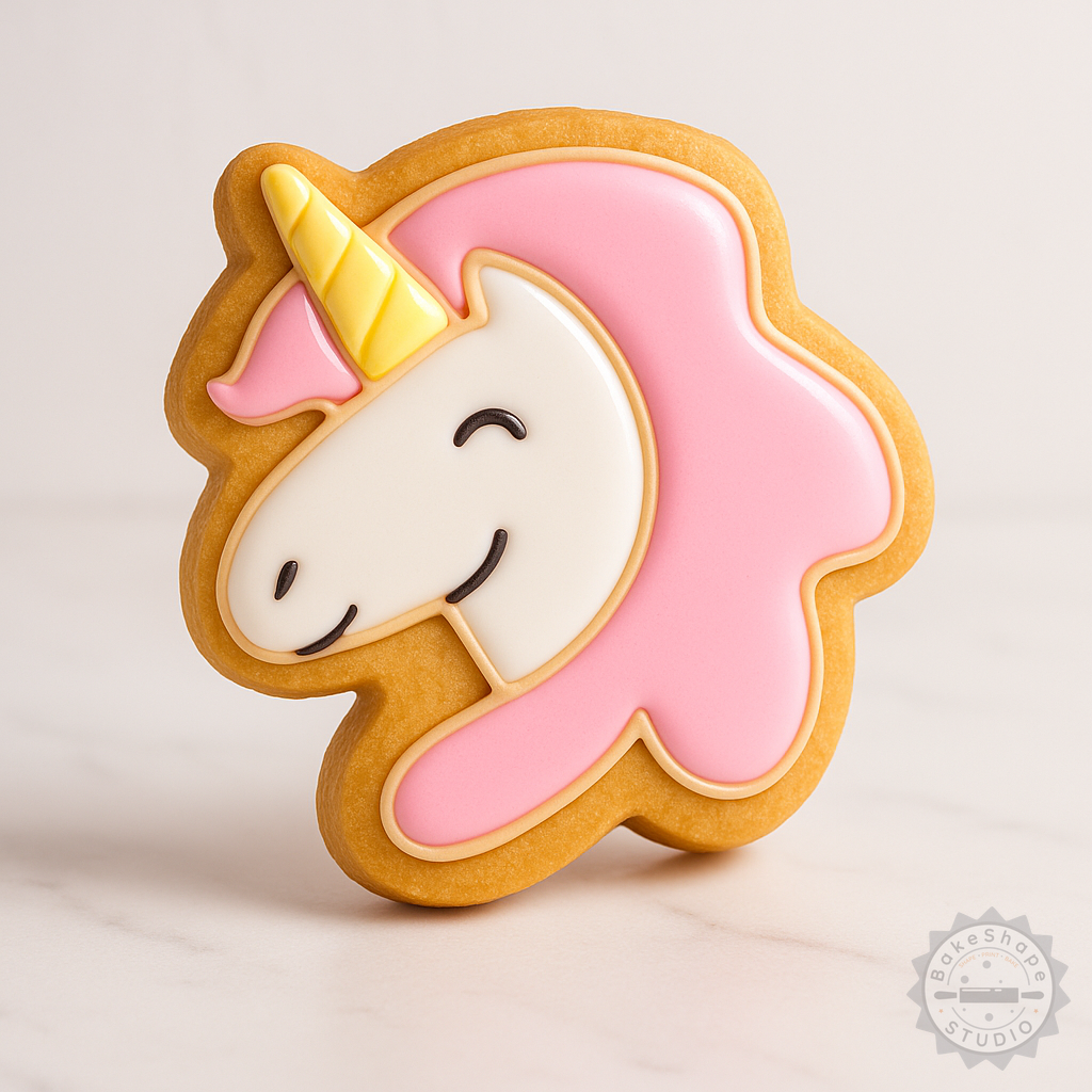 Decorated example 1 of Unicorn Cookie Cutter and Stamp Set, 3 Sizes, Perfect for Fondant, Fantasy Horse Design